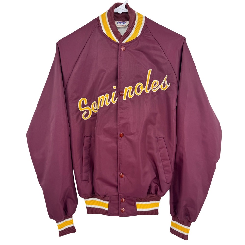 80s Vintage MVP Florida State Seminoles Bomber Jacket Maroon Mens Small USA Made